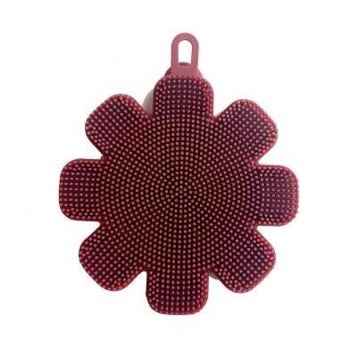 Flower shape dish washing silicone cleaning brush for kitchen